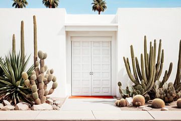 Een retro witte gevel in Palm Springs van Philippe HUGONNARD
