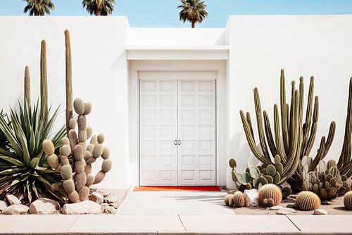 A retro white façade in Palm Springs