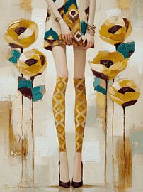 Zwischen den Blumen, modernes Gemälde von Atelier Pink Blossom