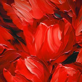 Rode tulpen in een schilderij van Thea