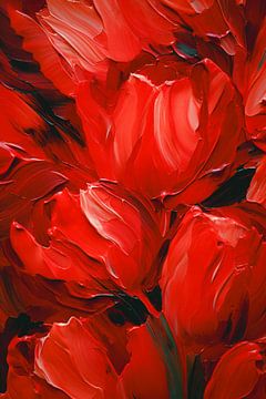 Rote Tulpen in einem Gemälde von Thea