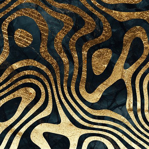 Donkerblauwe marmeren textuur met goud