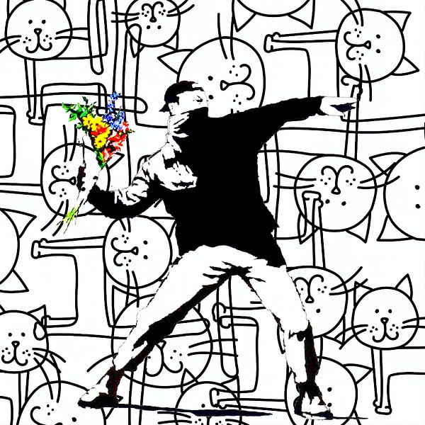 Banksy Hommage - Rowdy is the Cat House von Team W 32 Gallery