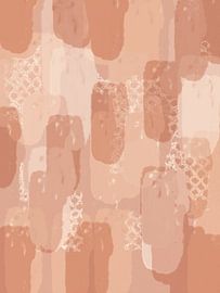 Abstract brush strokes in pink terra, white and warm brown. by Dina Dankers