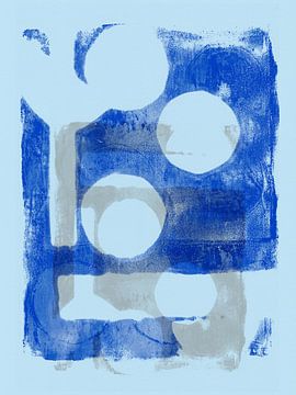 Geometrische vormen in blauw van Dina Dankers