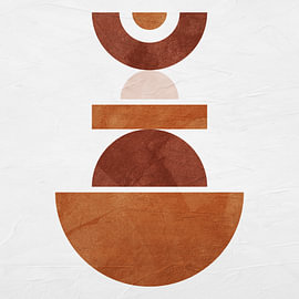 Hedendaagse minimalistische, geometrische, abstracte kunst, aardse tinten. van Online Arts