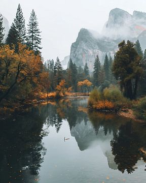 Yosemite's herfstgloed van fernlichtsicht