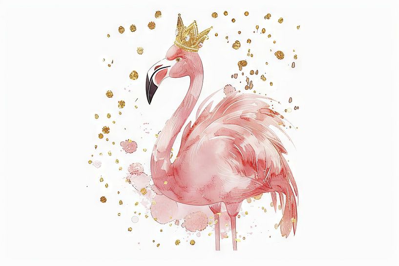 Flamingo with crown by Poster Art Shop