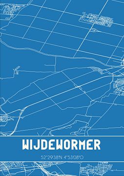 Blauwdruk | Landkaart | Wijdewormer (Noord-Holland) van MijnStadsPoster