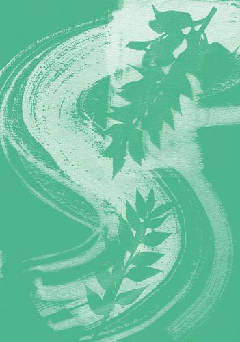 Abstracte Bladeren Munt Groen