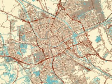 Kaart van Groningen in de stijl Blauw & Crème van Map Art Studio