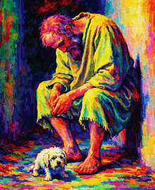 Faithful Companion – Man and His Dog Symbolic Painting by RAMYHEFNY-GALLERY