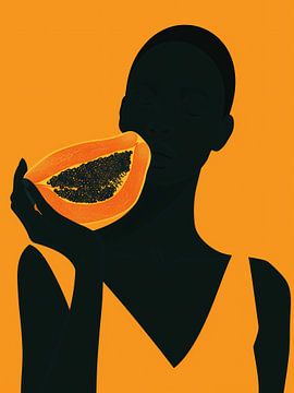 Abstracte papaja vrouw van Frank Daske | Foto & Design