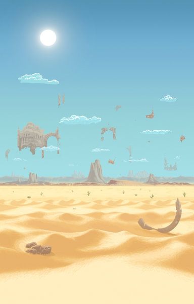 Fantasie woestijn (PIXEL ART) van Marco Willemsen