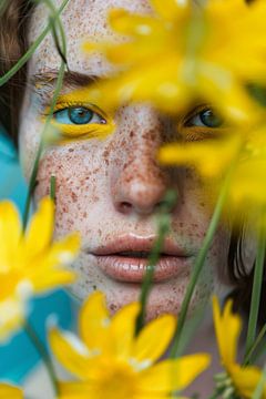Bloeiende schoonheid in geel en blauw