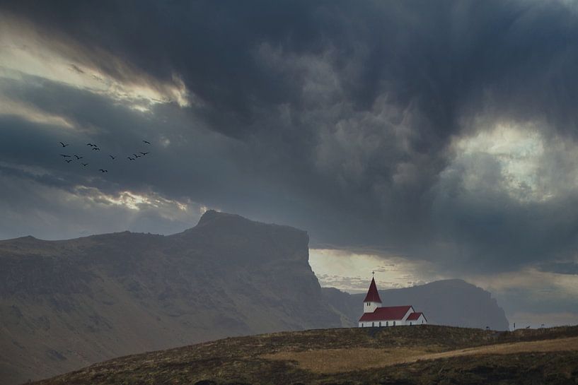 Church of Vik in Iceland by peterheinspictures