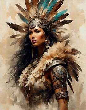 Een aquarel van een native american woman