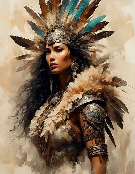 Aquarell einer indianischen Frau von Dennisart Fotografie