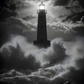The lighthouse in the storm by HyggeHavn