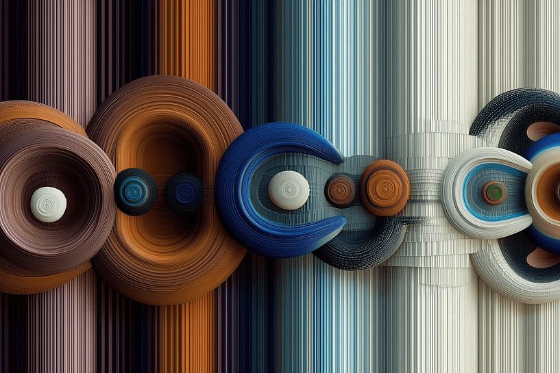 Abstract-Geometric shapes in 3D + line art by Ton Kuijpers