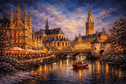 Leuven, België, een impressionistisch schilderij.