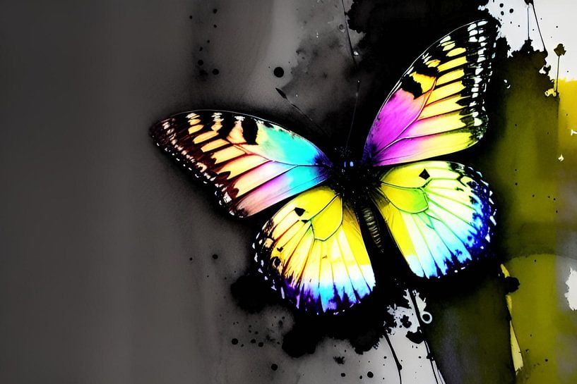 "Vlucht door het kleurenspectrum: een kleurrijke vlinder in beweging". van ButterflyPix