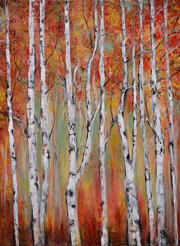 birch trees in the autumn... (birch wall:) by Els Fonteine