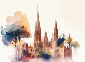 Barcelona in watercolors van Brian Morgan
