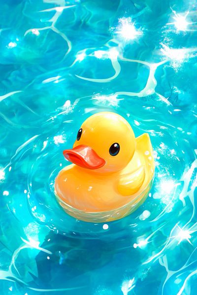 Bathing fun with the squeaky duck by Poster Art Shop