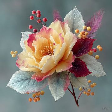 yellow flower with water and icing