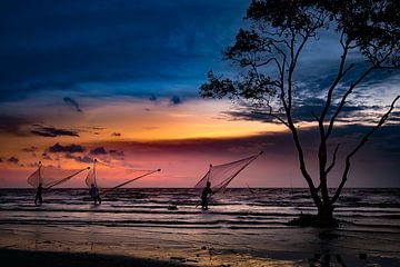 Chinese Fishermen at Sunset by Truckpowerr