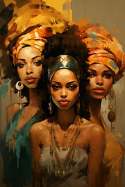African women wearing gold turbans