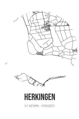 Herkingen (Zuid-Holland) | Landkaart | Zwart-wit