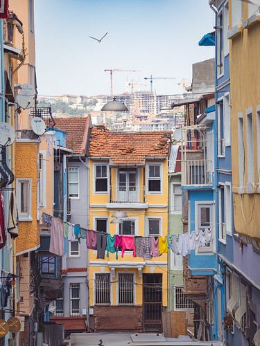 Colourful street in Balat, Istanbul, Turkey