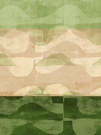 Modern abstract landscape in warm sand and sage by Dina Dankers