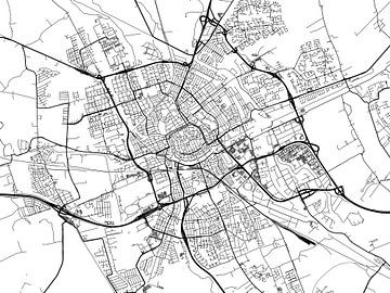 Kaart van Groningen in Zwart Wit van Map Art Studio