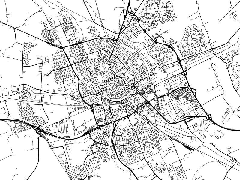 Map of Groningen in Black and Wite by De Kaartenwinkel