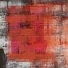 Abstrakte Kunst im Wabi-Sabi-Stil in verbranntem Orange und Rosa auf rostigem Braun von Abstrakte minimalistische Kunst