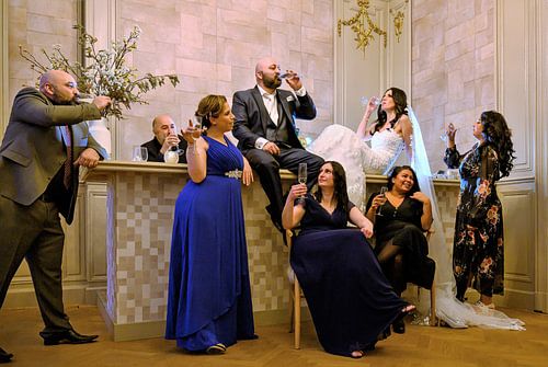 Toast au champagne de fête