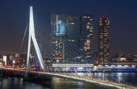 De Erasmusbrug in Rotterdam (Feyenoord Editie) van MS Fotografie | Marc van der Stelt thumbnail