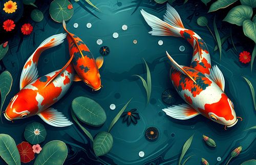 Japanse koi karpers in vijver