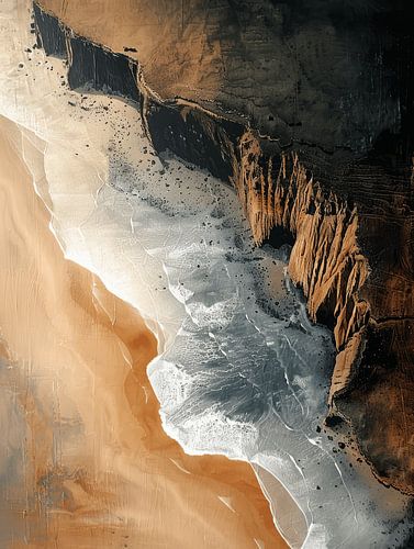 Modern en abstract landschap in aardetinten