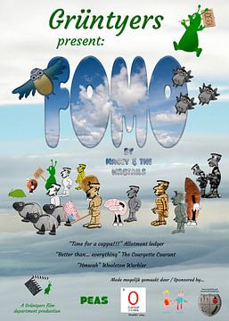Grüntyers movie poster for the video clip accompanying their smash hit single “FOMO” van Grüntyers .