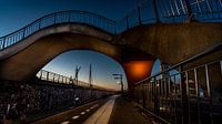Harlingen harbour town - Spoor ends in falling evening.