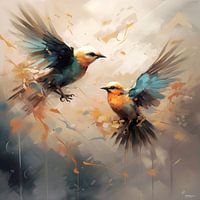 abstract aquarel van een vogel