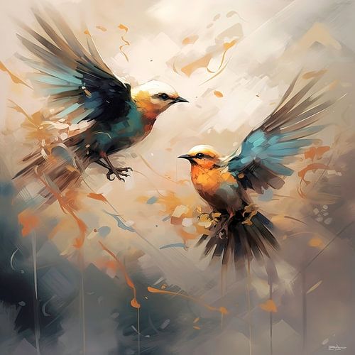 abstract watercolour of a bird