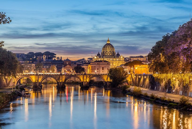 Ponte Umberto I Rome in de avond van Elroy Spelbos Fotografie