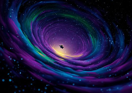 Dynamische wervelende sterrenstelselvortex met centrale astronaut