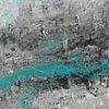 abstract in zwart wit en turquoise blauw van jolanda verduin