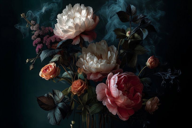 Nature morte aux pivoines et roses n°3 par Studio BB